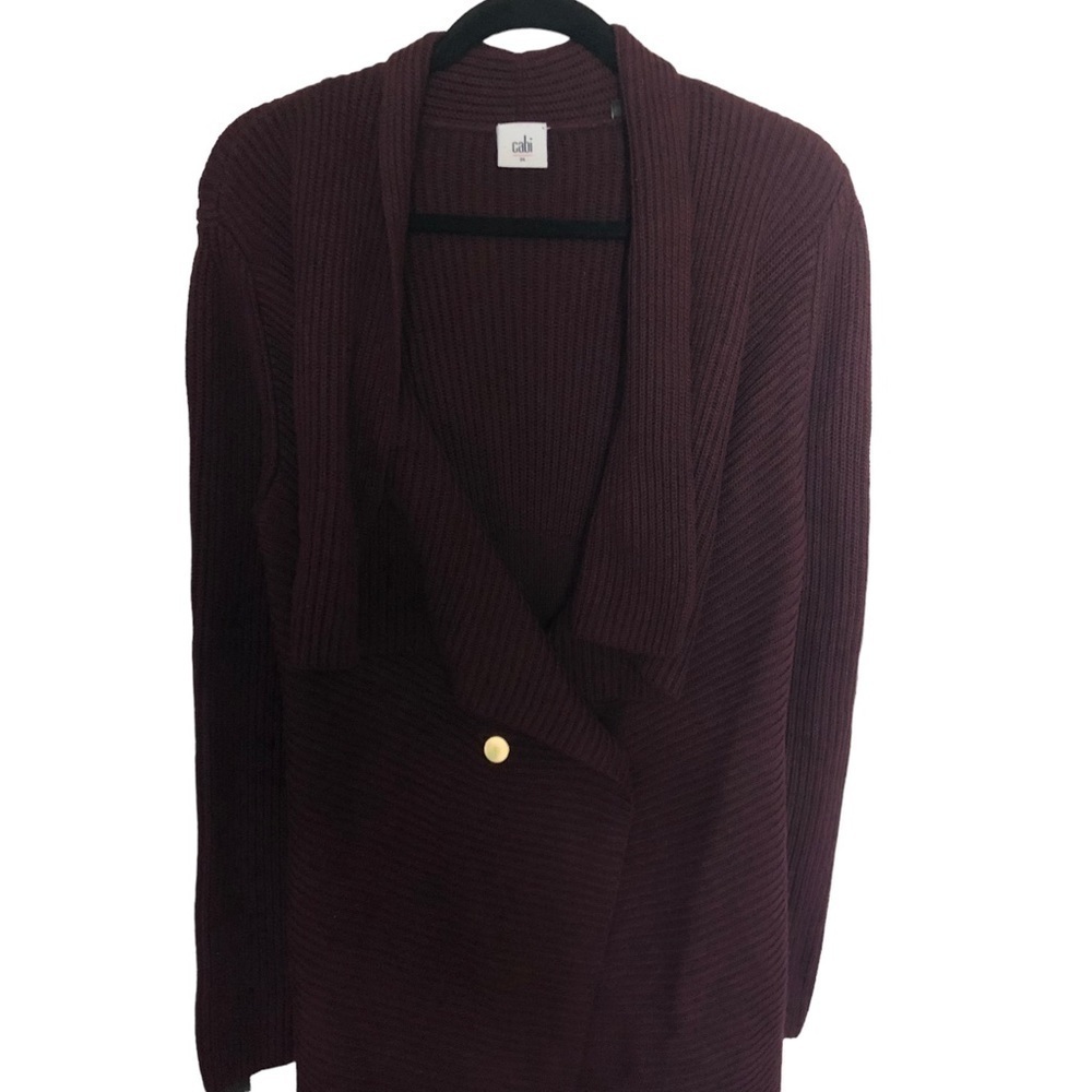 Cabi Regal Cardigan Mulberry Wine Ribbed #3350 - Picture 4 of 8